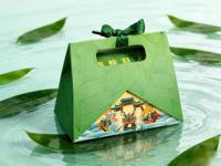 Boîte pyramide personnalisée pour bonbons de mariage, bougies et chocolats, avec ruban, écologique, impression avec pelliculage brillant ou mat
