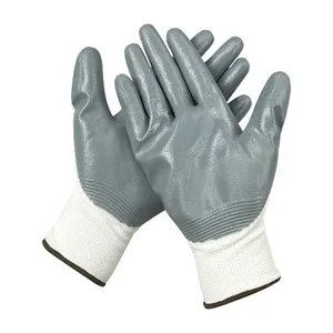 Trung Quốc bán buôn làm việc Nitrile tráng an toàn Công nghiệp làm việc Găng tay chất lượng cao Lớp phủ Nitrile găng tay