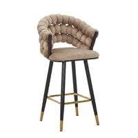 Fauteuil de bar moderne en velours beige rembourré avec tabouret à bulles, design doux pour usage extérieur, hôtel, cuisine, salle à manger, salon, bar