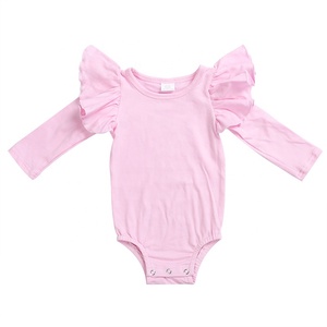 Ropa para Niños Recién Nacidos con Mangas con Volantes, Color Sólido, Venta al por Mayor, Ropa Infantil de Boutique, Top Ventas 2019 - Product Image 5