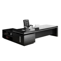 Table de bureau exécutive noire avec tiroirs