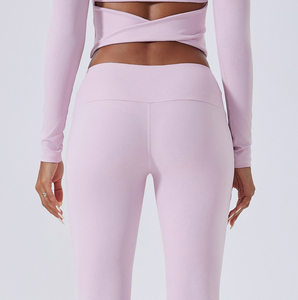 Conjuntos Deportivos Elegantes y Sensuales para <span class=keywords><strong>Mujer</strong></span>, Primavera 2026, 2 Piezas, Top Corto de Manga Larga con Espalda Descubierta, Leggings de Cintura Alta con Corte Acampanado, Conjuntos de Gimnasio - Product Image 6