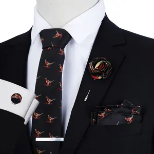 ठोस रंग नेकटाई और जेब वर्ग कफ़लिंक टाई क्लिप के साथ पुरुषों के लिए गर्दन संबंधों सेट उपहार बॉक्स