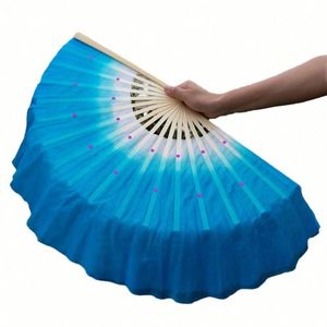 Éventail de danse chinois en soie écologique de haute qualité de 31 cm, style Kung Fu, en bambou sculpté à la main, pour le Nouvel An chinois - Product Image 4