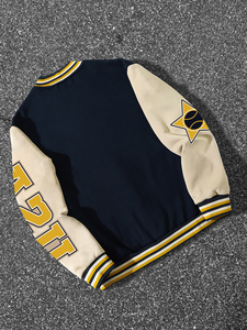 Giacca <span class=keywords><strong>College</strong></span> da Uomo Autunnale Stile Streetwear con Logo Personalizzato sul Davanti, Maniche Lunghe, Fodera in Pile e Collo Alto Riscaldato - Product Image 2