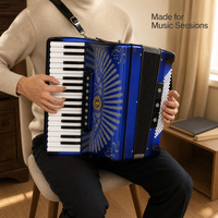 Accordéon chromatique portable OME PLK100 8037 en bois d'érable avec panneau sculpté en celluloïd, anches importées, 55x32x56cm, idéal pour les étudiants et les examens