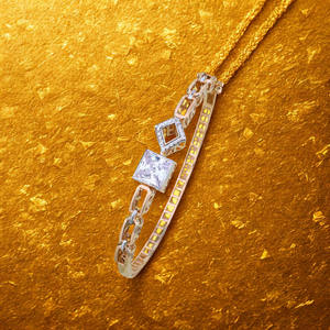 Bracelet élégant plaqué or rose pour femmes, avec pierre en cristal carrée, motif géométrique, bijoux de mode élégants pour femmes - Product Image 5