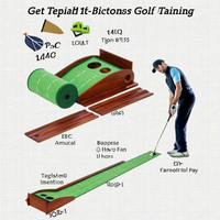 Grand tapis d'entraînement portable en bois 30x300cm pour putter de golf