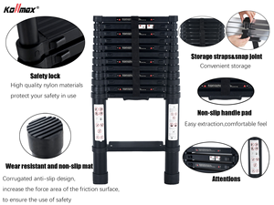 Échelle télescopique professionnelle en aluminium robuste, compacte, pour toiture, avec échasses télescopiques - Product Image 2