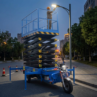 Tricycle électrique CE avec plateforme élévatrice hydraulique à ciseaux de 500 kg, de 6 m à 12 m, pour travaux en hauteur