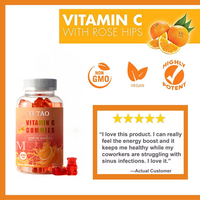 Gummies de Vitamine C Haute Concentration OEM/ODM pour le Soutien Immunitaire, Antioxydant et Booster de Collagène pour Adultes et Enfants, Complément Masticable