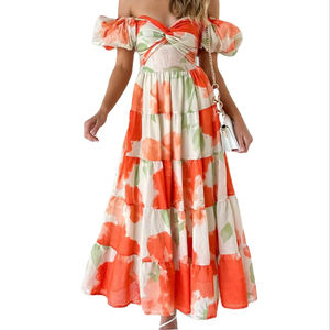 Personnalisé Nouveau Produit Tempérament Longue Mince Bulle Manches Grande Balançoire Robe Haut de Gamme Quotidien Décontracté Vacances Vêtements pour Femmes - Product Image 1