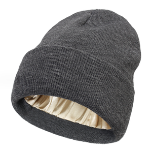 Topi rajut musim dingin wanita, tutup kepala Chunky lapisan sutra <span class=keywords><strong>Satin</strong></span> langsung pabrik melindungi rambut sublimasi, Beanie hangat tahan angin - Product Image 4