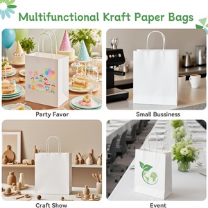 Ready Bulk Eco Friendly <b>Biodegradable</b> Reusable Kraft Paper Take Away Gift <b>Packaging</b> Die Cut Handle Shopping Kraft Paper Bag - Product Image 6