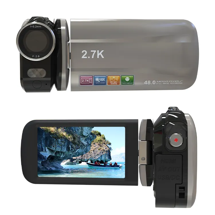 家庭用3インチスクリーン30MP2.7Kビデオカムコーダーを備えたポータブル18XデジタルVloggingカメラ