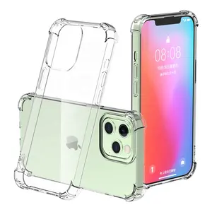 Capa anti-choque para iPhone 15 14 13 12 11 Pro Max X XR XS Alta Transparência Design Airbag 1.5mm Crystal Clear TPU Bumper