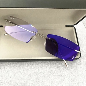 Lunettes photochromiques sans monture en alliage de titane, forme rectangulaire irrégulière, avec diamants, verres <span class=keywords><strong>photogray</strong></span> antireflet, pour homme et femme, modèle 2026 - Product Image 5