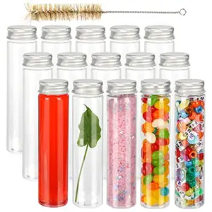 PET clear plastic vanilla packaging tube with screw lid