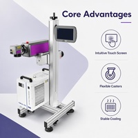 Machine de marquage laser 40W Fibre CO2 UV en ligne, haute vitesse, pour gravure laser en vol, imprimante laser pour câbles, fils et bouteilles en PET