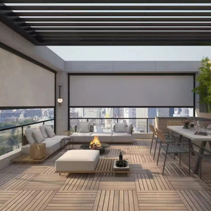 Écrans solaires motorisés personnalisés pour terrasse, résistants au vent et à l'eau, avec système de fermeture à glissière et pergola - Product Image 1