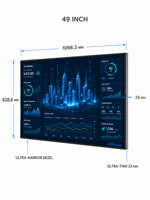 Écran d'affichage numérique LCD 49 pouces ultra-plat 23 mm mural intérieur Android pour publicité commerciale à dos plat