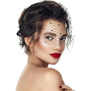 Bandeau noir vintage d'une <span class=keywords><strong>femme</strong></span> voile <span class=keywords><strong>mariage</strong></span> adapté aux accessoires de mariée fête coiffure d'anniversaire PROM - Product Image 1