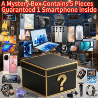 Caja Misteriosa de 5 Piezas con Smartphone Garantizado, Electrónicos de Alto Valor, Caja Sorpresa con Reloj Inteligente, Auriculares, Consola de Juegos
