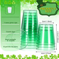 24 gobelets jetables en plastique vert classique de 2 oz pour la Saint-Patrick, étanches, pour boire directement, fournitures de fête pour adultes, mariage