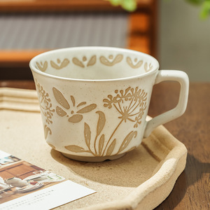 12oz Vintage Farmhouse Ceramic Coffee Mug Set 2 Handmade Rustic Handle Dishwasher Microwave Safe for <strong>Latte</strong> Cappuccino Tea - Product Image 2