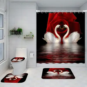 Новый креативный дизайн, серия роз, полиэфирная занавеска для душа, водонепроницаемая занавеска для ванной комнаты в туалете