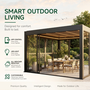 Pergola Bioclimatique Extérieure Moderne en Aluminium à Lames, Usine OEM 3x3 3x4 4x4 6x4 <span class=keywords><strong>m</strong></span> - Product Image 2