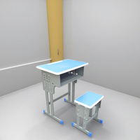 Table d'étude pliable en bois au design simple et durable, réglable en hauteur, avec chaise et structure métallique pour l'école, la maison, le bureau, la chambre et le salon