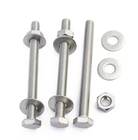 Vis hexagonales en acier inoxydable DIN933 DIN931, vis à filetage complet UNC, tige de vis longue traversante et jeu d'écrous allongés pour machines