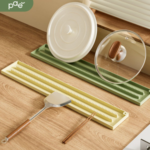 Silicone Draining Mat Non Slip Food Grade Kitchen Countertop Storage Oval Solid Color Multi Functional Narrow <b>Gap</b> Easy Clean - Product Image 3