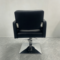 Chaise de barbier ergonomique moderne, chaise de salon noire haut de gamme avec base hydraulique robuste pour les stylistes professionnels