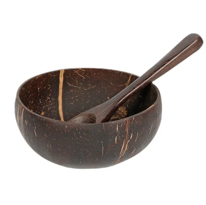 High Quality Unique Handcraft Engraved Bamboo Coconut Bowls Wholesale Coconut Shell Engraved Bowl