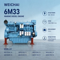Moteur diesel marin refroidi par eau Weichai Baudouin 6M33 1500 tr/min 1800 tr/min Inboard avec pompe pour bateau de pêche et navire de transport de marchandises