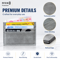 Dompet Kartu RFID Kulit PU Tipis Anti Pembajakan dengan Potongan untuk Jari Ibu Jari, Akses Cepat, Organizer Pembayaran