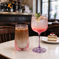 Verre à vin rose côtelé personnalisé, gobelet à boire cannelé sans plomb, en cristal bicolore pour cocktails de mariage et de fête