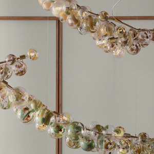 Lámpara Colgante de Cristal Posmoderna, Forma Alargada, Color Dorado, Fuente de Luz LED, Base E27, Control por Interruptor, Cabezal Único - Product Image 4
