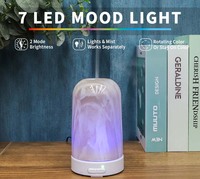 Diffuseur d'huiles essentielles électrique moderne en verre, humidificateur ultrasonique d'aromathérapie avec lumière d'ambiance LED à 7 couleurs changeantes pour la maison