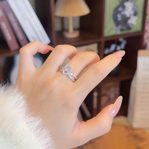 <span class=keywords><strong>Bague</strong></span> en diamant de laboratoire en forme de V croisée, plaqué or blanc 18 carats, design unique, de créateur, pour femme, haute joaillerie - Product Image 4
