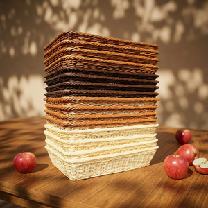 Cesta de Mimbre Marrón Ecológica para Exhibición de Frutas, Cesta para Productos Frescos para Estanterías de Supermercado - Product Image 3