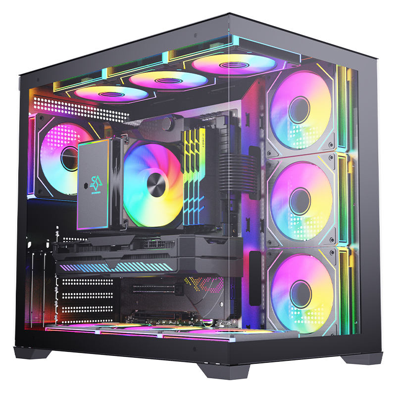 Computer Typing Drawing SNOWMAN Gaming PC Case ATX M-ATX ITX Mid Tower Gamer Cabinet Gaming ...
