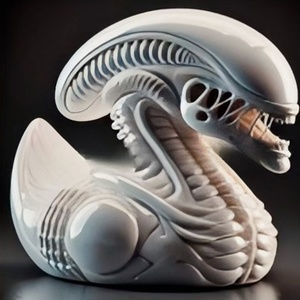 Statue de maison de canard extraterrestre en résine drôle, mini canard hétérotypique décoration de jardin pendaison de crémaillère mutant fait à la main Artware cadeau - Product Image 5