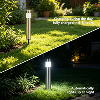 Lampe solaire à piquet en acier inoxydable, étanche IP65, LED blanc chaud, capteur de lumière, pour pelouse et allée, sans électricité, sans câblage, pour jardin