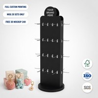 Présentoir de sol rotatif double face personnalisé pour porte-clés avec crochets métalliques, idéal pour les points de vente en magasin