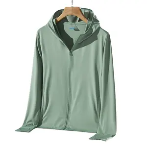เสื้อแจ็คเก็ตฤดูร้อนสำหรับผู้หญิง ป้องกันแสงแดด UPF 50+ เสื้อผ้าแขนยาวสำหรับตกปลา กิจกรรมกลางแจ้ง ป้องกันรังสียูวี เสื้อกันลมน้ำหนักเบา มีฮู้ด - Product Image 1