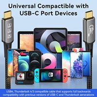 Cable de Datos USB Tipo-C de Función Completa con Chip E-marker, Conector Chapado en Oro, Carga Rápida USB4 de 240W 5A y 40Gbps para Computadora