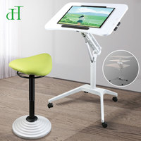 Pupitre roulant avec vérin à gaz réglable, base de chariot médical pour ordinateur portable, idéal pour hôpitaux et cliniques